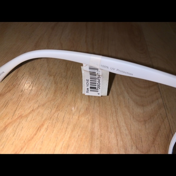 NWT White Sunglasses Blue Reflective Lenses